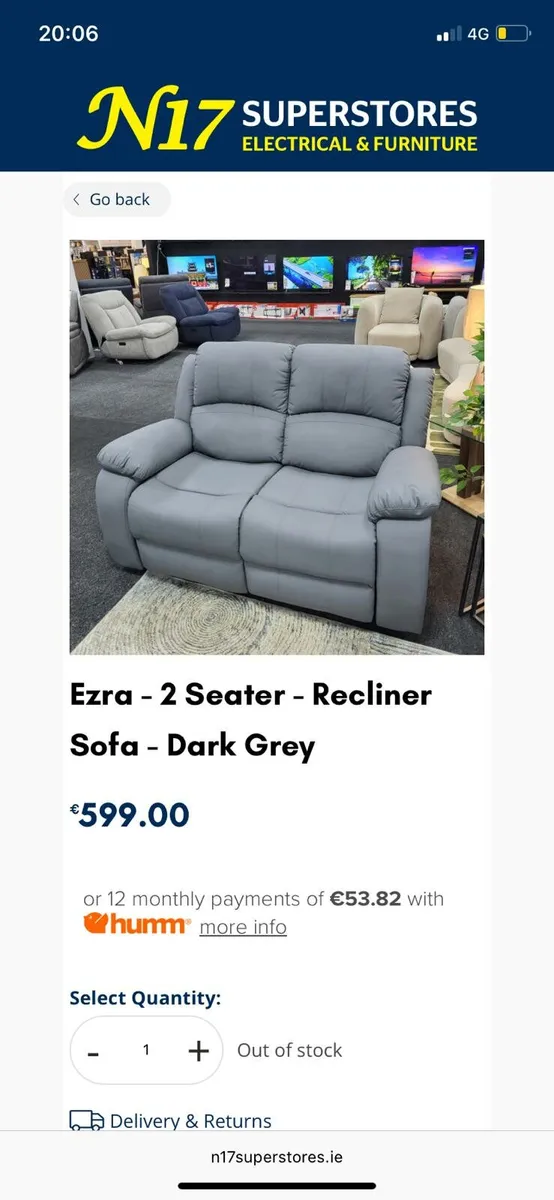 2 seater recliner leather couch - Image 1