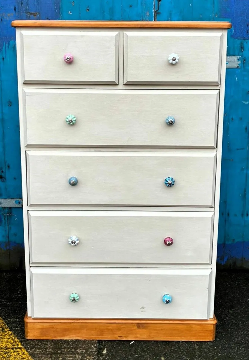 PAINTED PINE CHESTS OF DRAWERS -  £345 FOR SET - Image 1