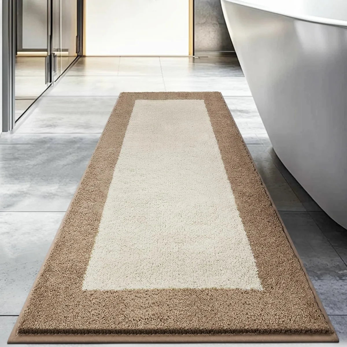 Washable Bathroom Rug 60 x 150 cm Non Slip Bath - Image 1