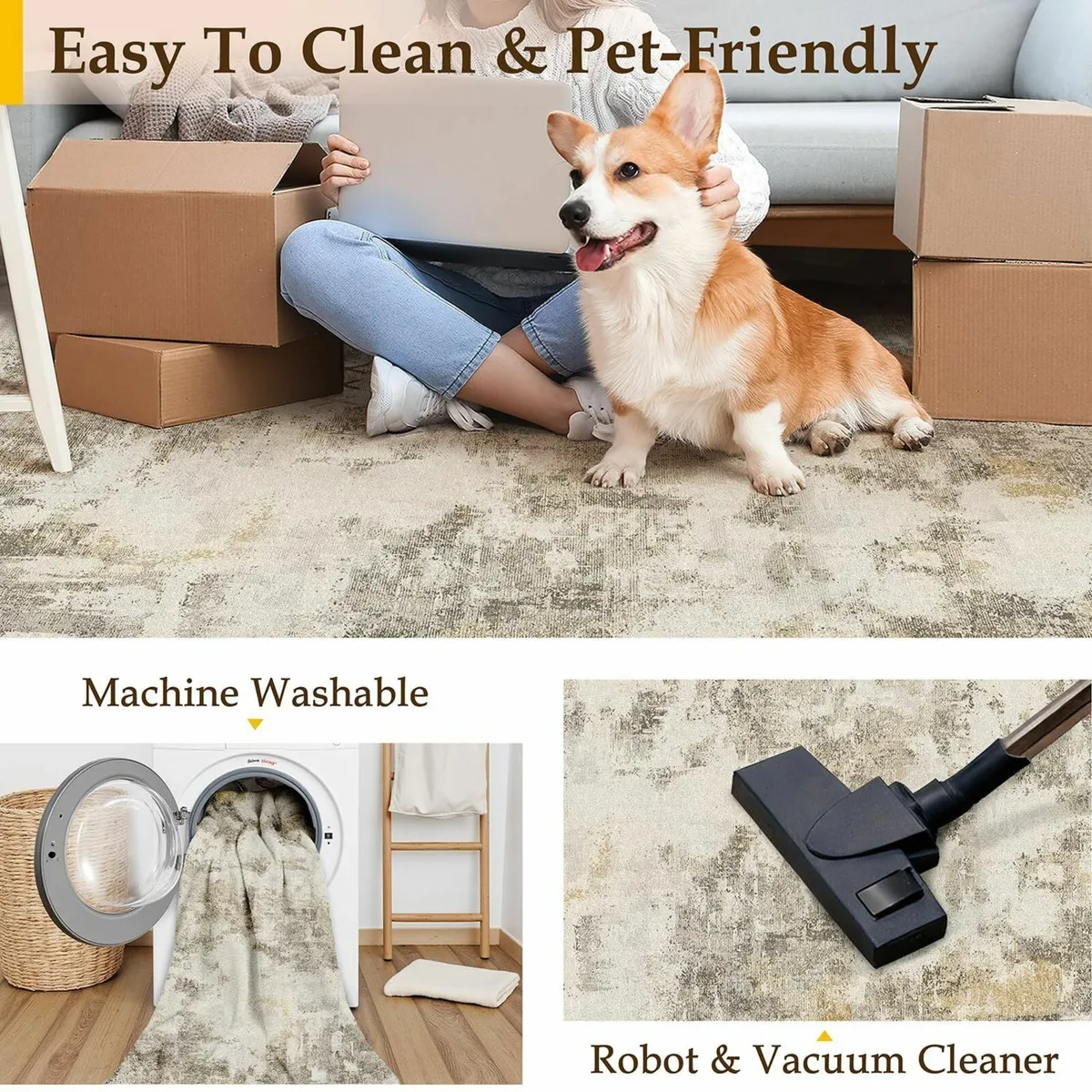 Modern Abstract Area Rug Living Room Extra Large - Image 4