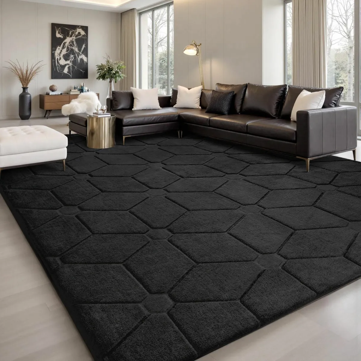Rugs Living Room 200x300 3D Black Area for - Image 1