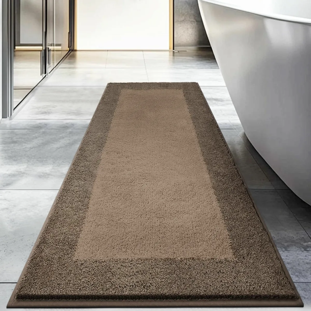 Washable Bathroom Rug 60 x 150 cm Non Slip Bath - Image 1