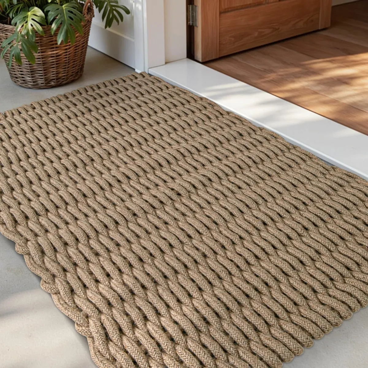 Handwoven Jute Door Mat 60 x 90 cm Natural Fiber - Image 1