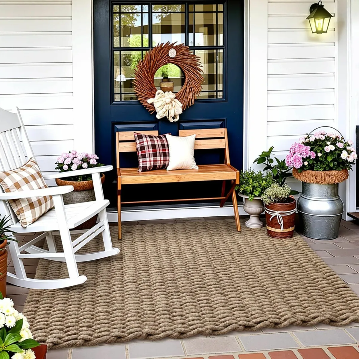 Handwoven Jute Door Mat 60 x 90 cm Natural Fiber - Image 2