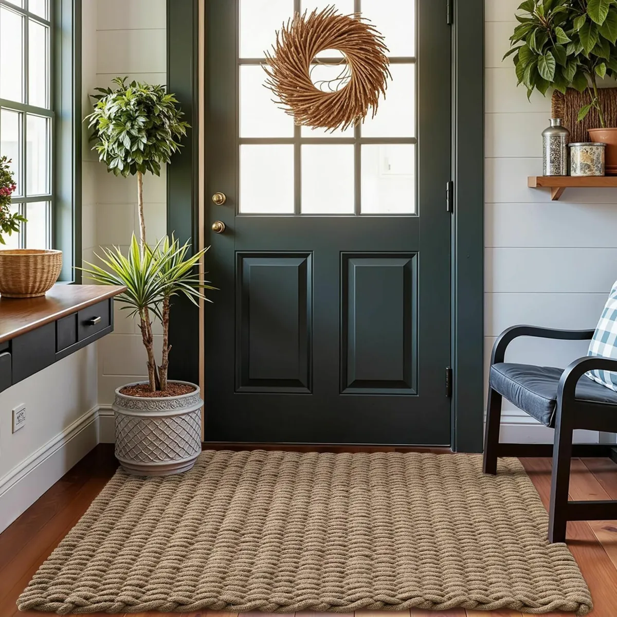 Handwoven Jute Door Mat 60 x 90 cm Natural Fiber - Image 3