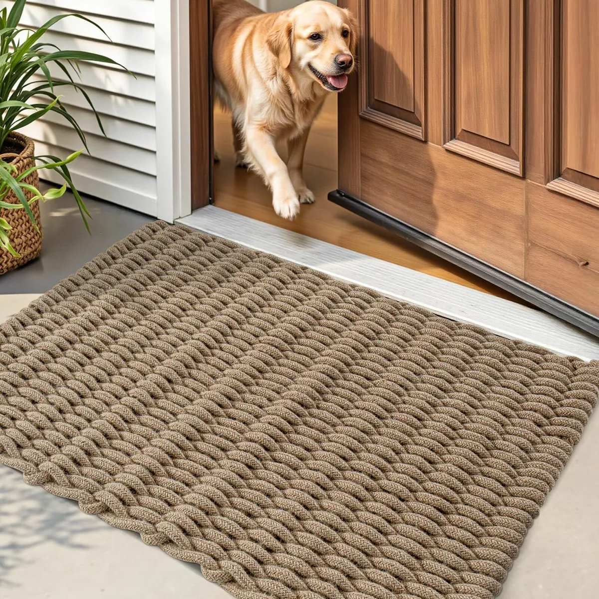 Handwoven Jute Door Mat 60 x 90 cm Natural Fiber - Image 4