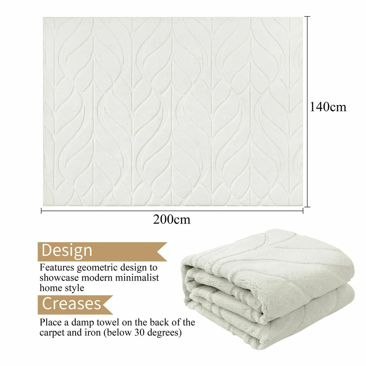 Large Rugs for Living Room 140x200 cm Fluffy Low - Image 2