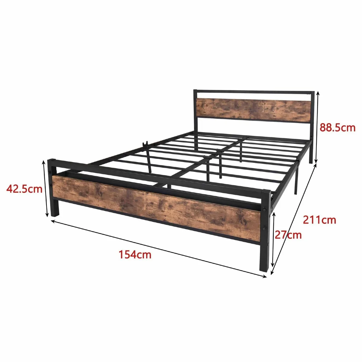 King Size Bed Frame with Wood Headboard Heavy - Image 2