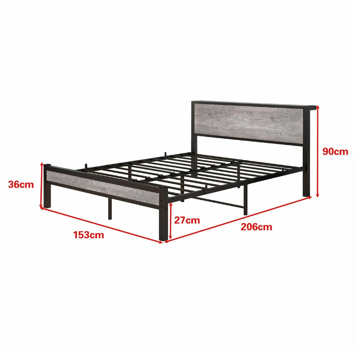 King Size Bed Frame with Storage Headboard Metal - Image 2