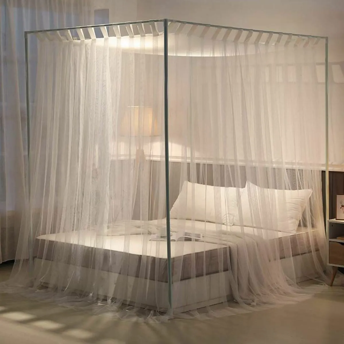 Simple 4 Corners Post Curtain Bed Canopy Frame - Image 3