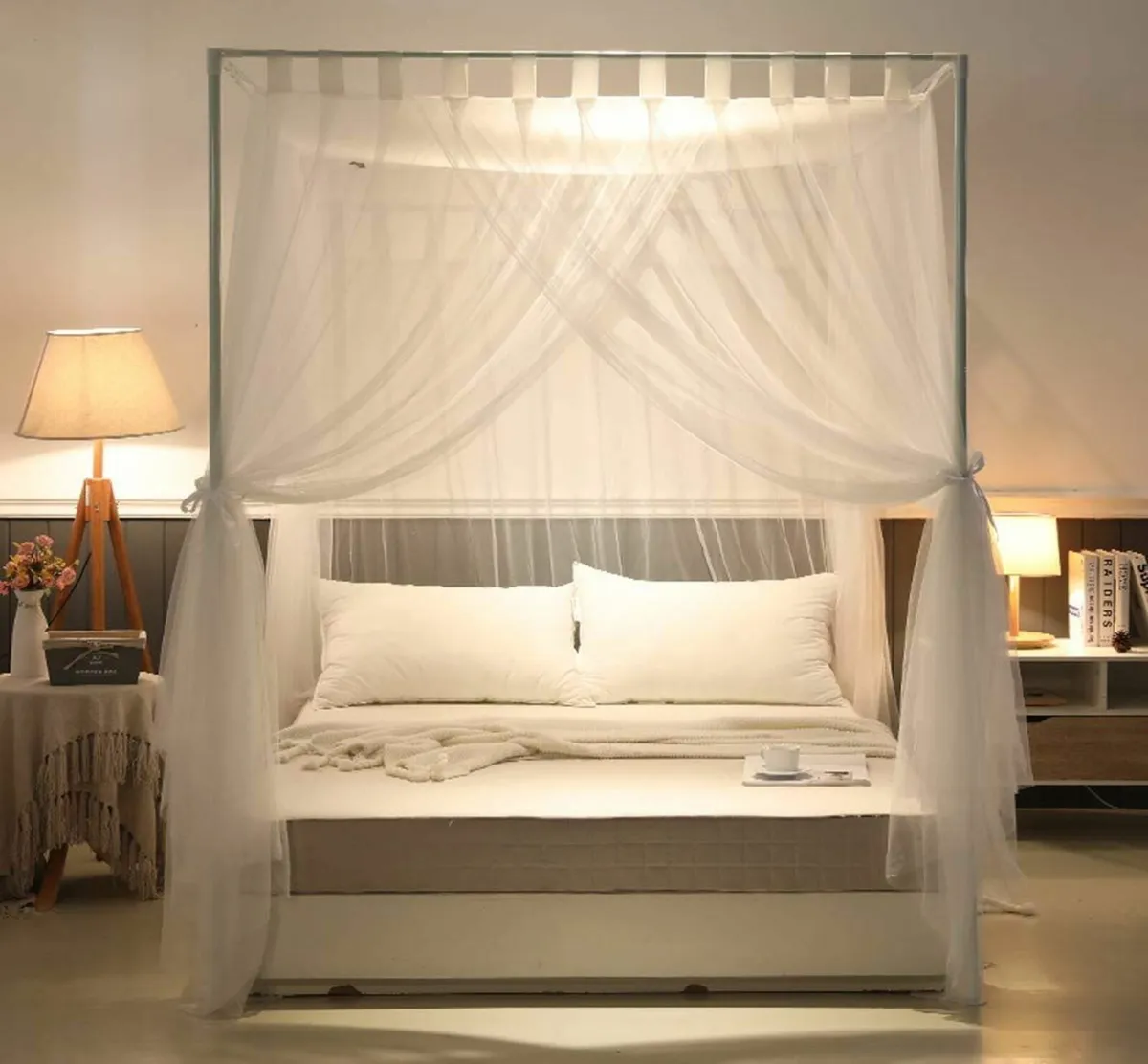 Simple 4 Corners Post Curtain Bed Canopy Frame - Image 4