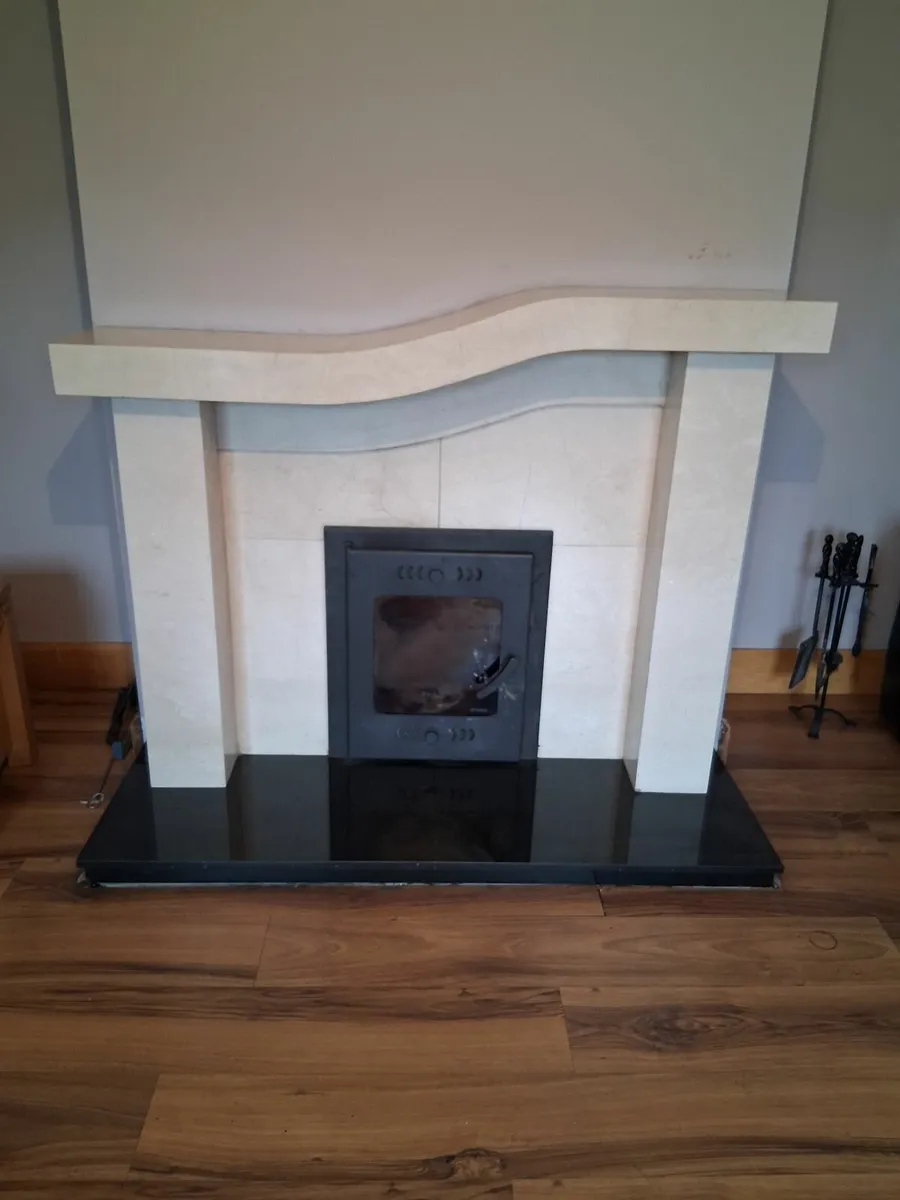 Cream marble fireplace
