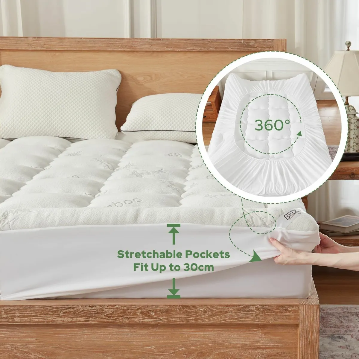 Mattress Topper King Size Soft Quilted Pad for - Image 2