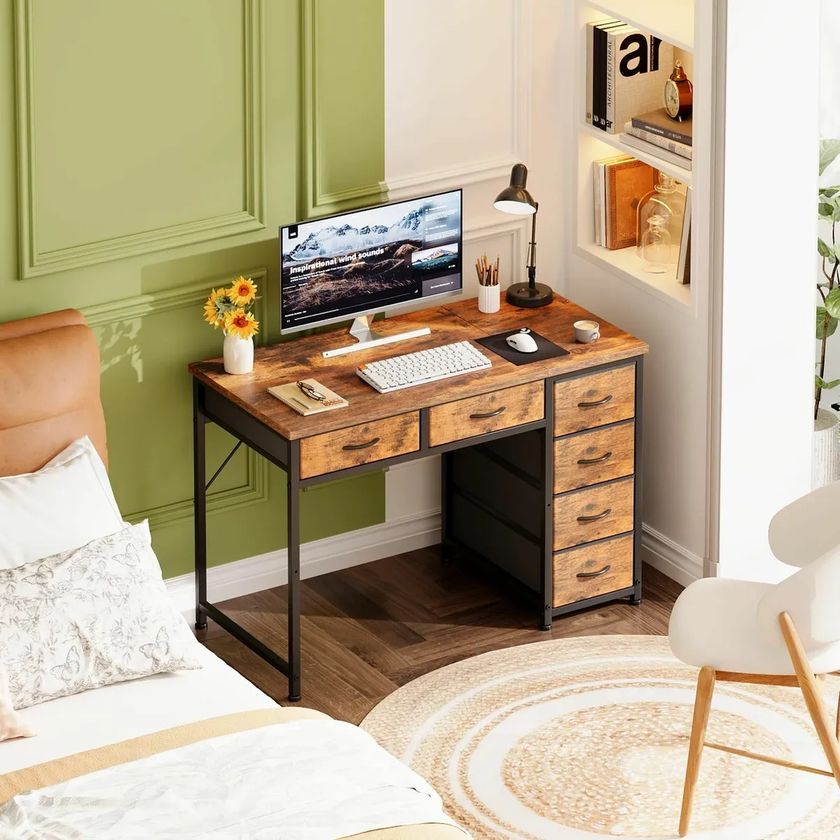 100x48 cm Desk Small Computer with 6 Fabric - Image 4