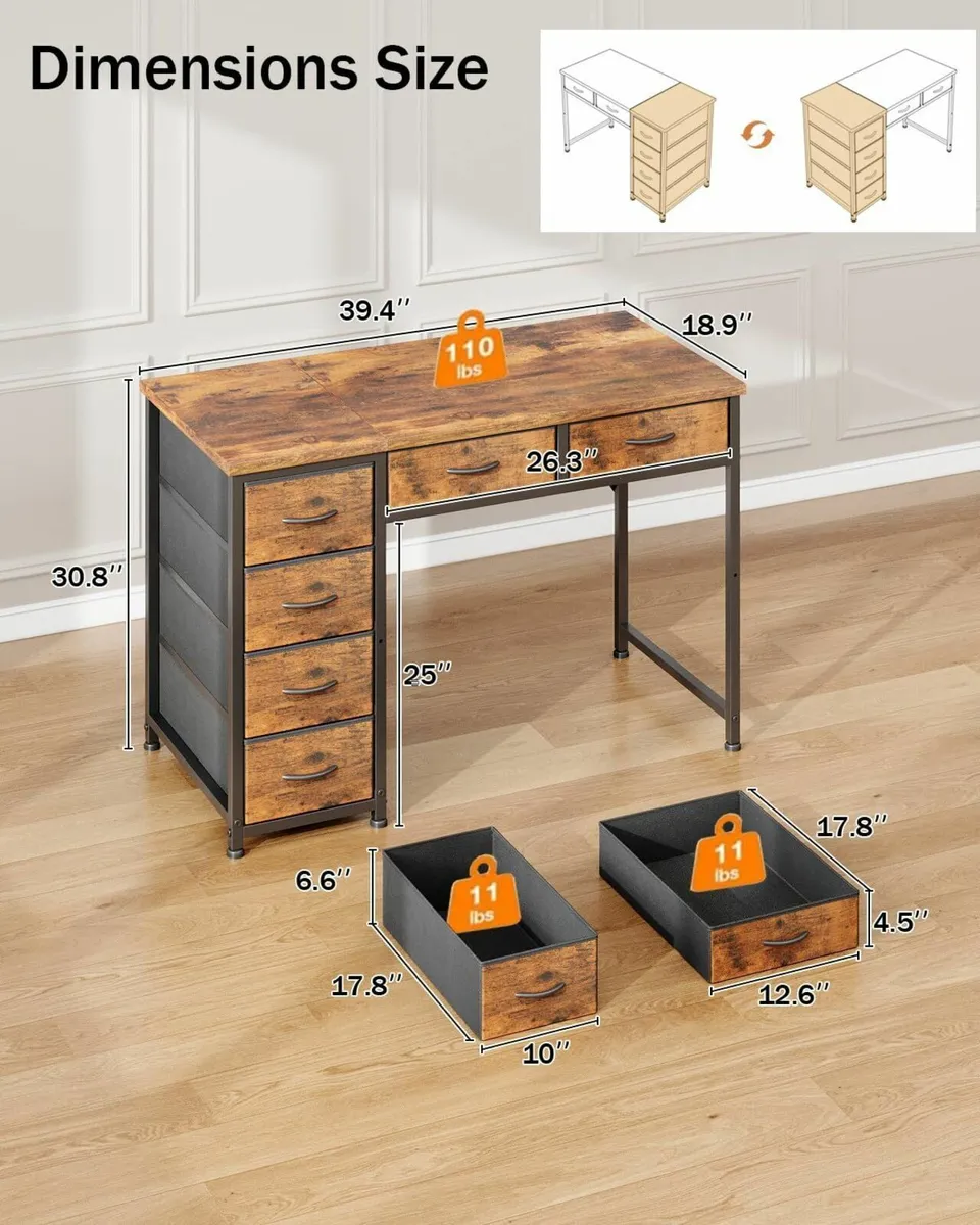 100x48 cm Desk Small Computer with 6 Fabric - Image 3