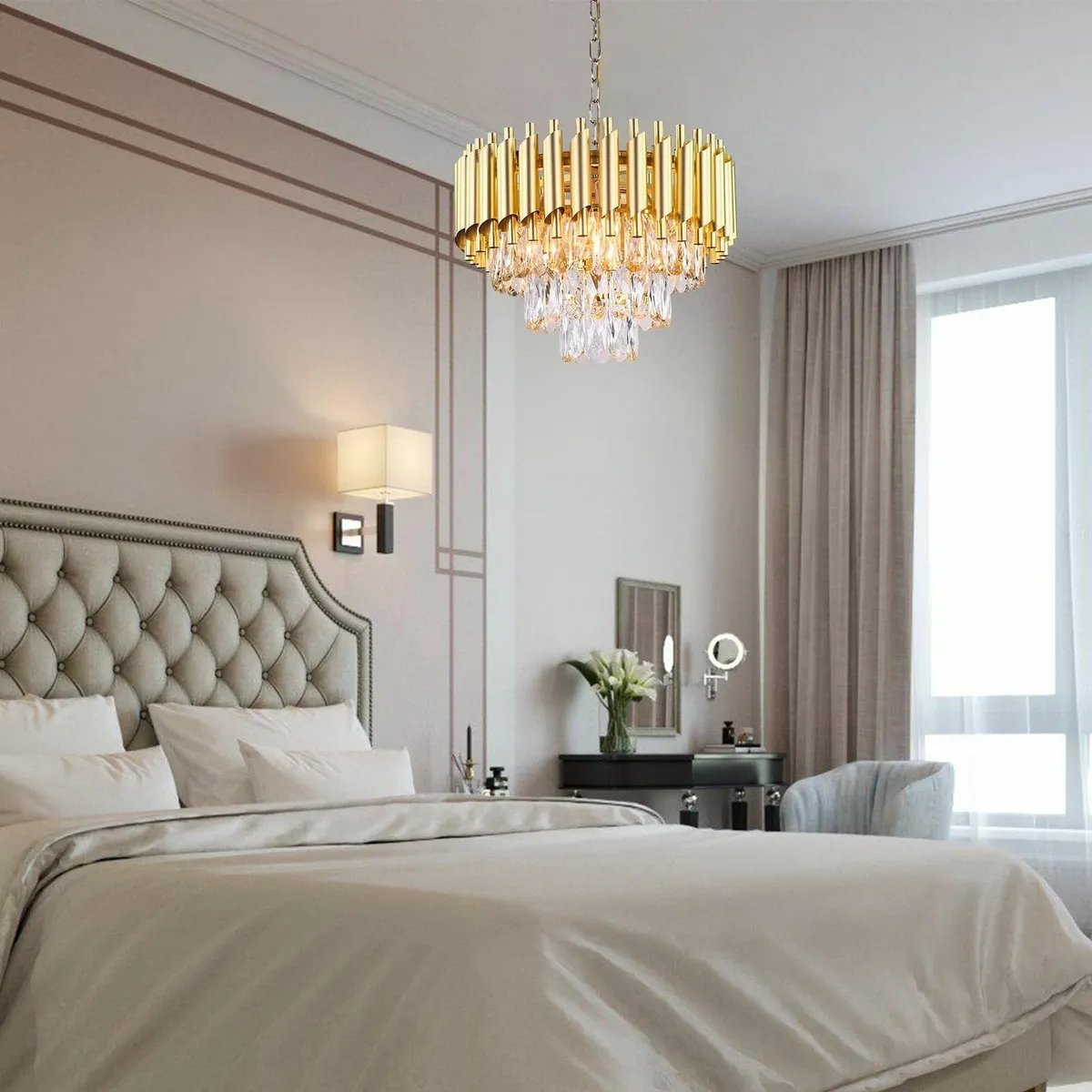 FRIXCHUR 15.7'' Glam Crystal Chandelier Lights - Image 2