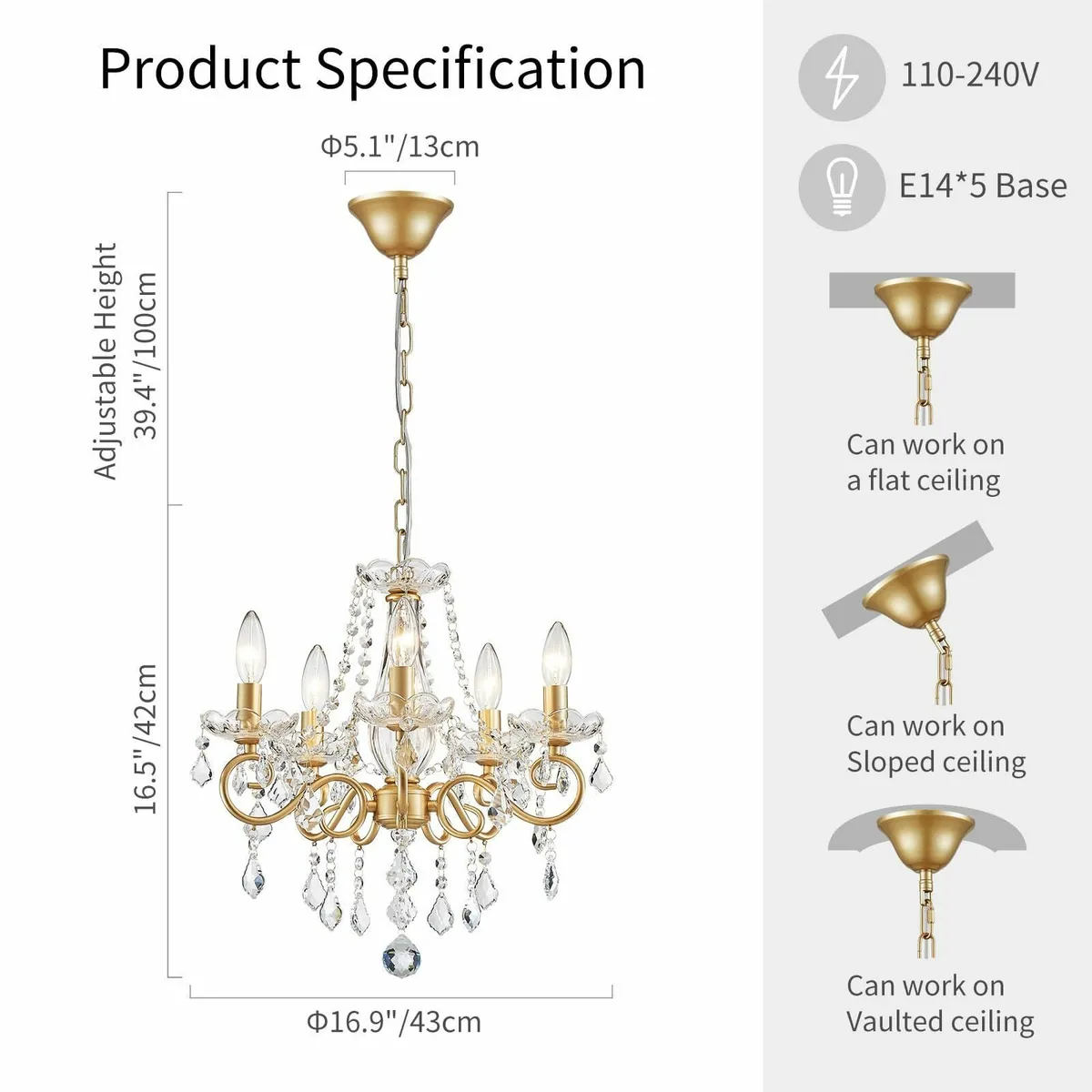 Crystal Candle Chandelier Pendant Flushmount - Image 2