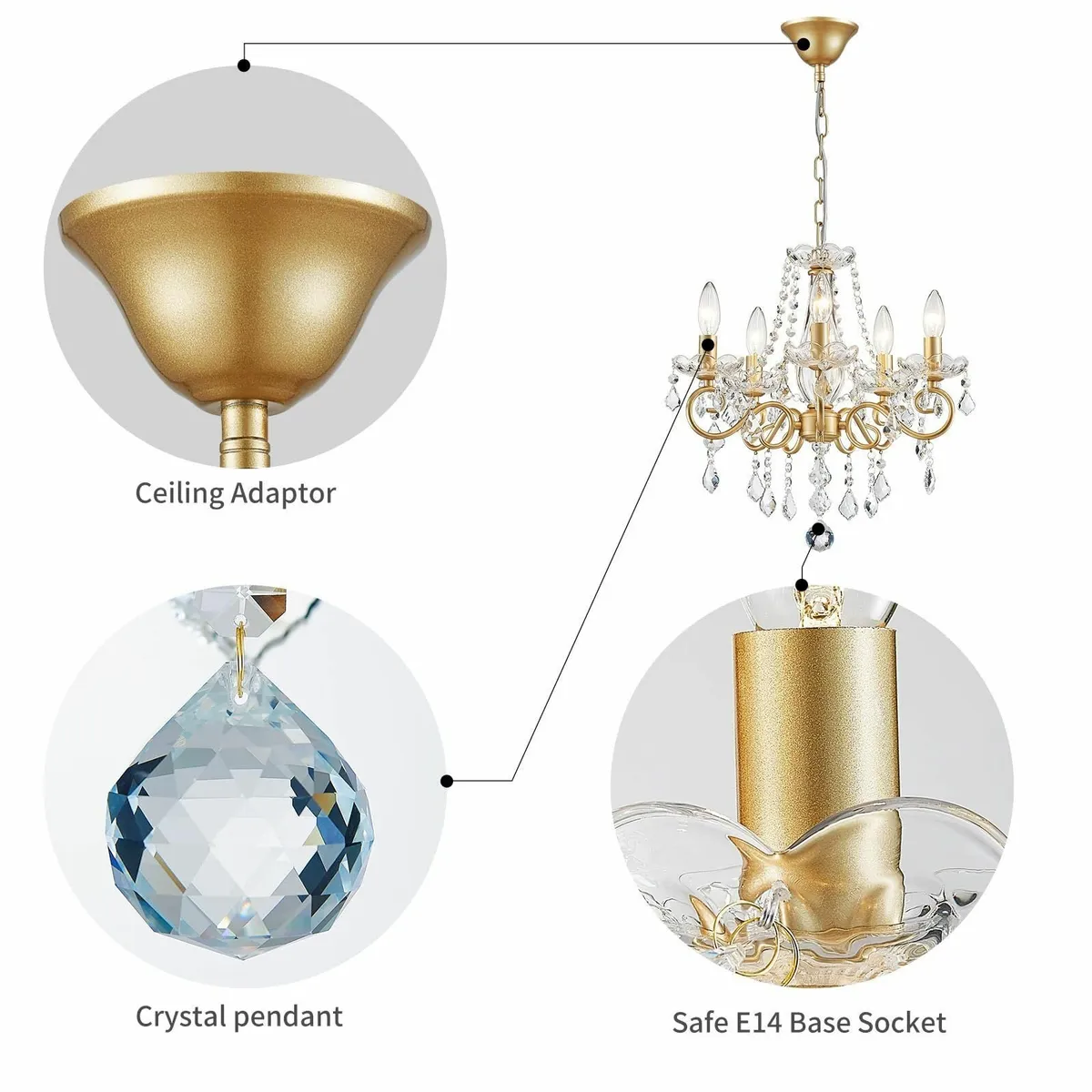 Crystal Candle Chandelier Pendant Flushmount - Image 3