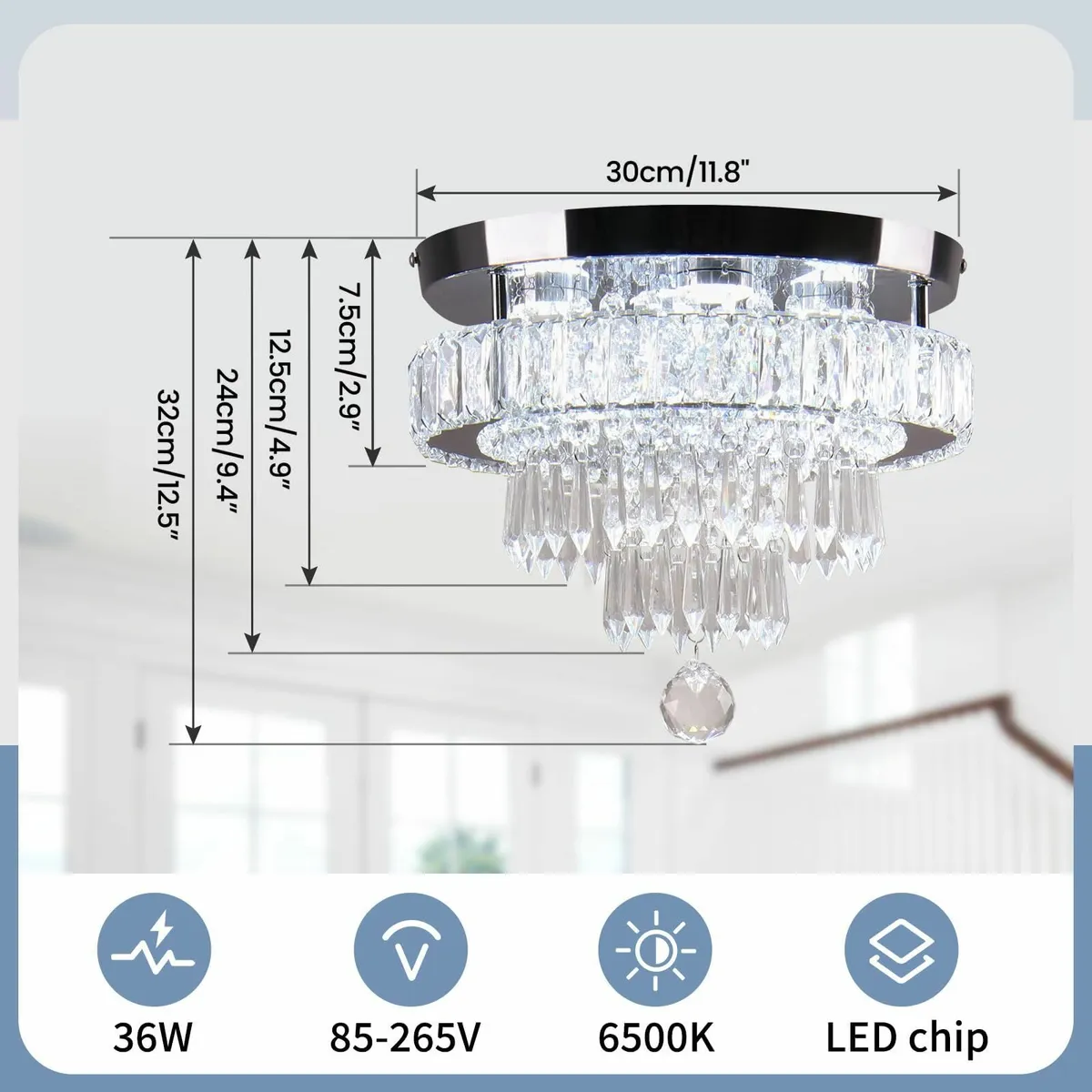 Modern Crystal Chandelier Ceiling Light 4-Tier K9 - Image 2