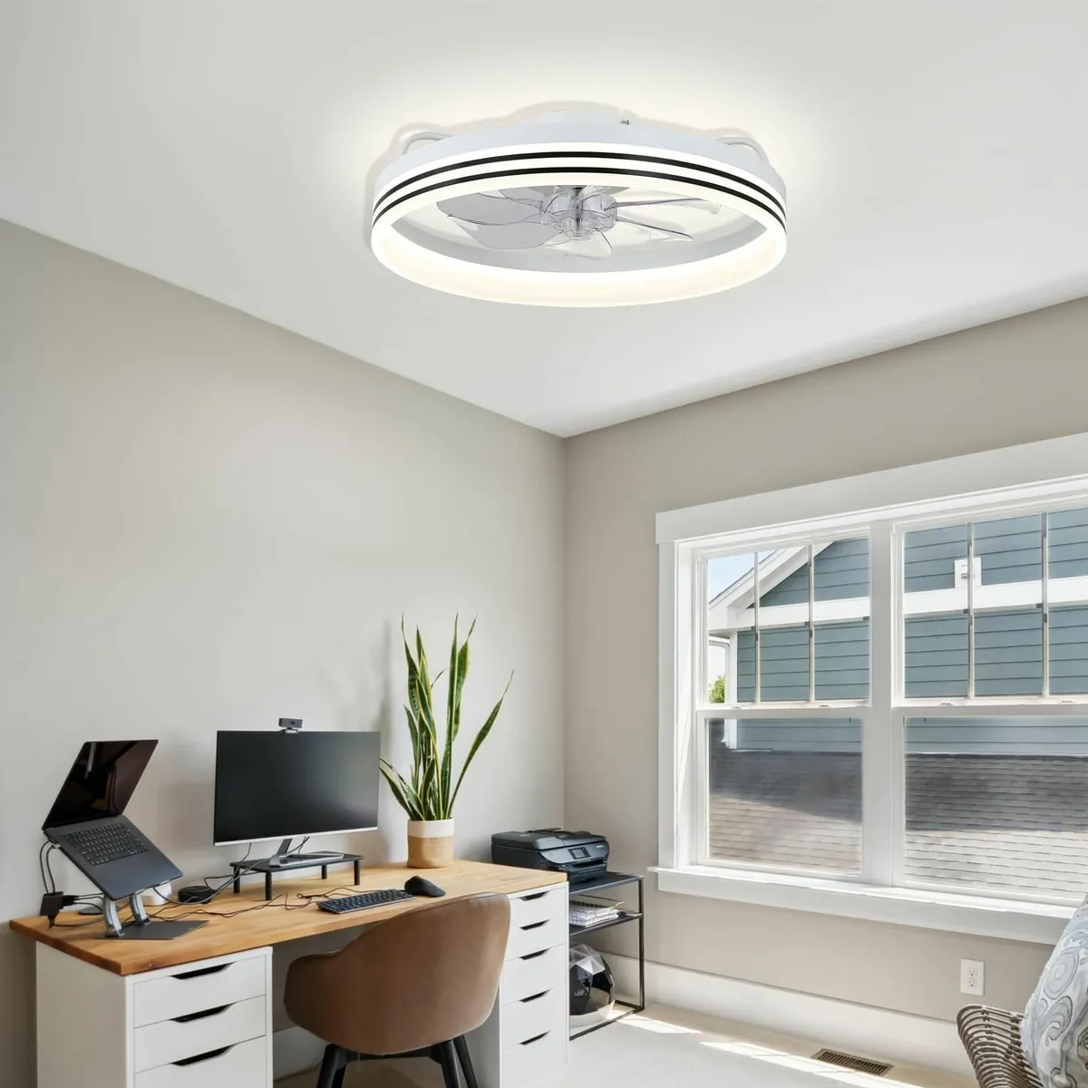 White Dimmable LED Ceiling Fan with Lights - Image 2