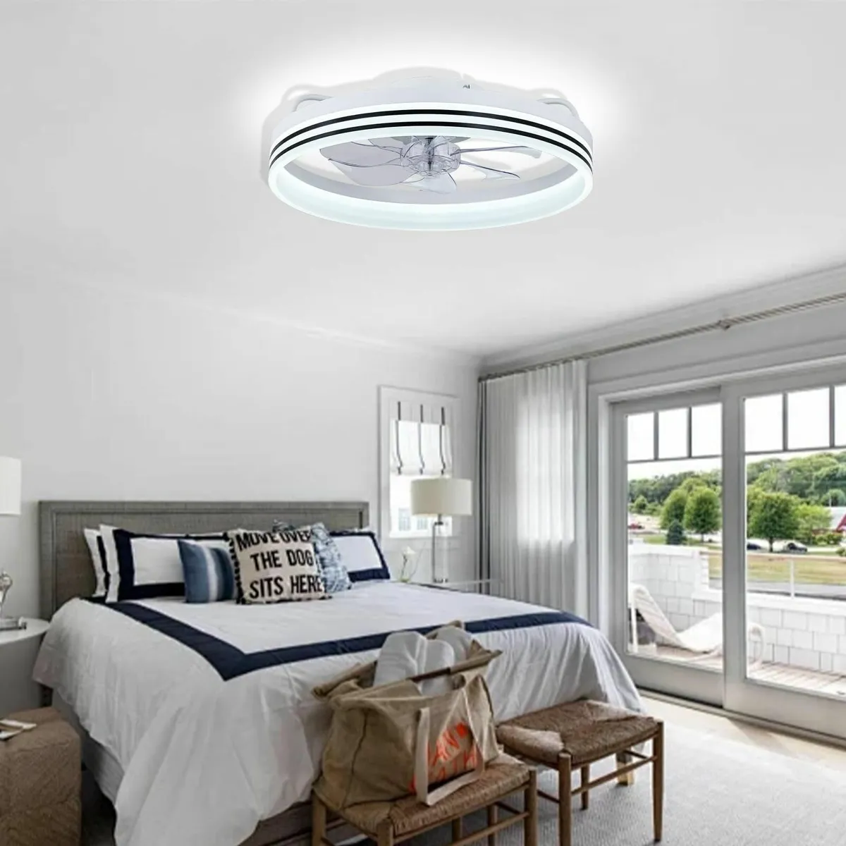 White Dimmable LED Ceiling Fan with Lights - Image 3