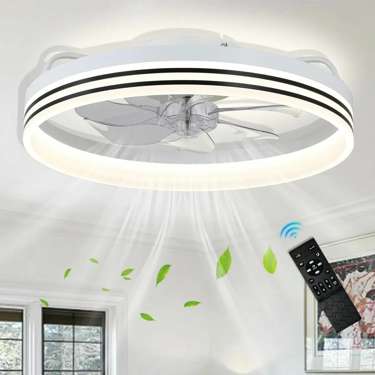 White Dimmable LED Ceiling Fan with Lights - Image 1