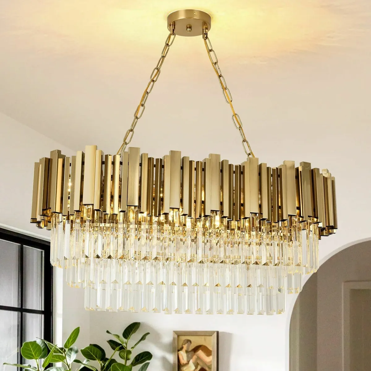 Modern Crystal Chandelier Gold Pendant Light - Image 1