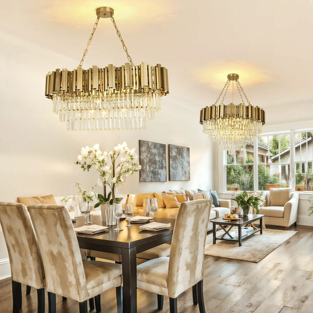 Modern Crystal Chandelier Gold Pendant Light - Image 3