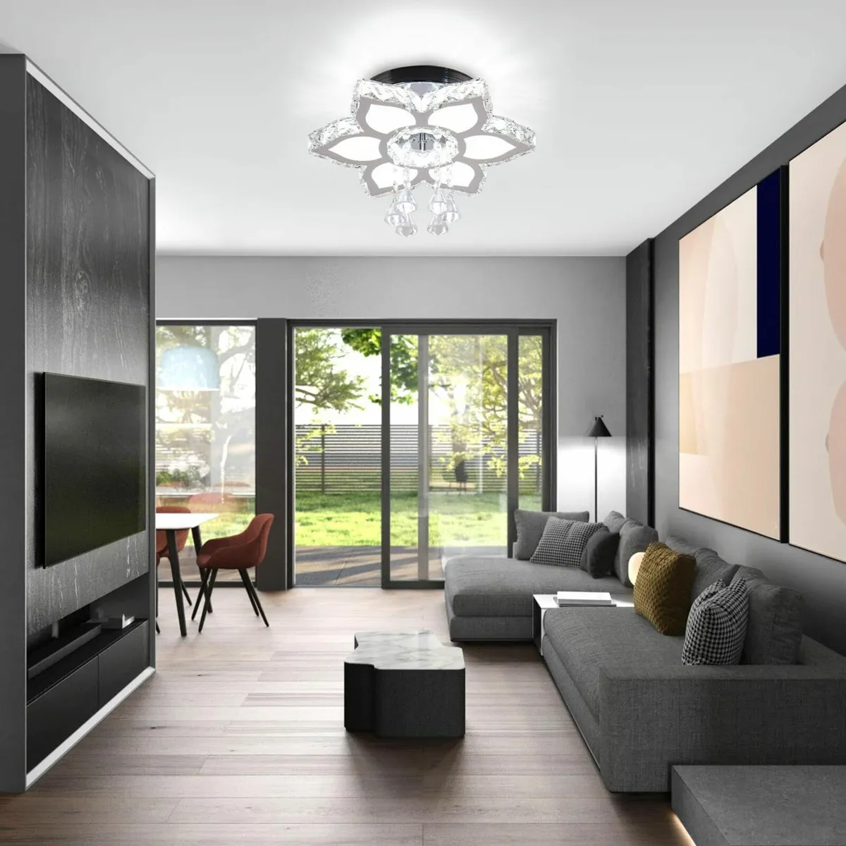 Crystal Flush Mount Ceiling Light Modern Lamp - Image 2