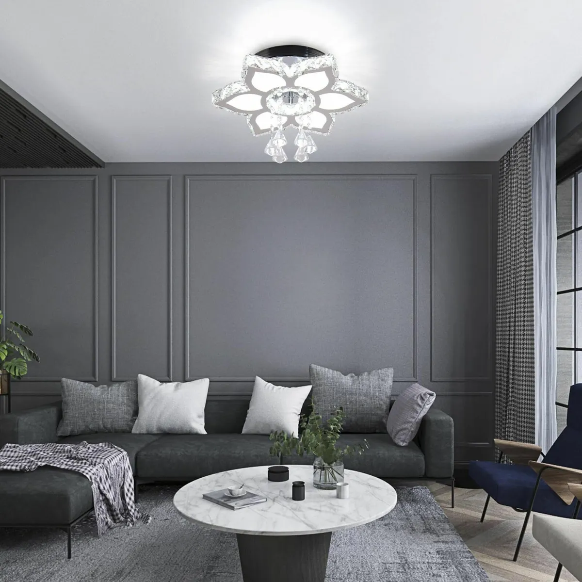 Crystal Flush Mount Ceiling Light Modern Lamp - Image 3