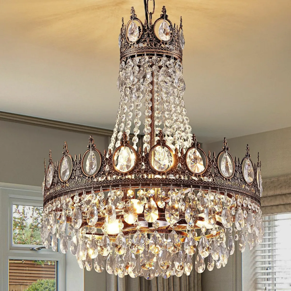 French Empire Crystal Chandelier 6-Light Farmhouse - Image 1