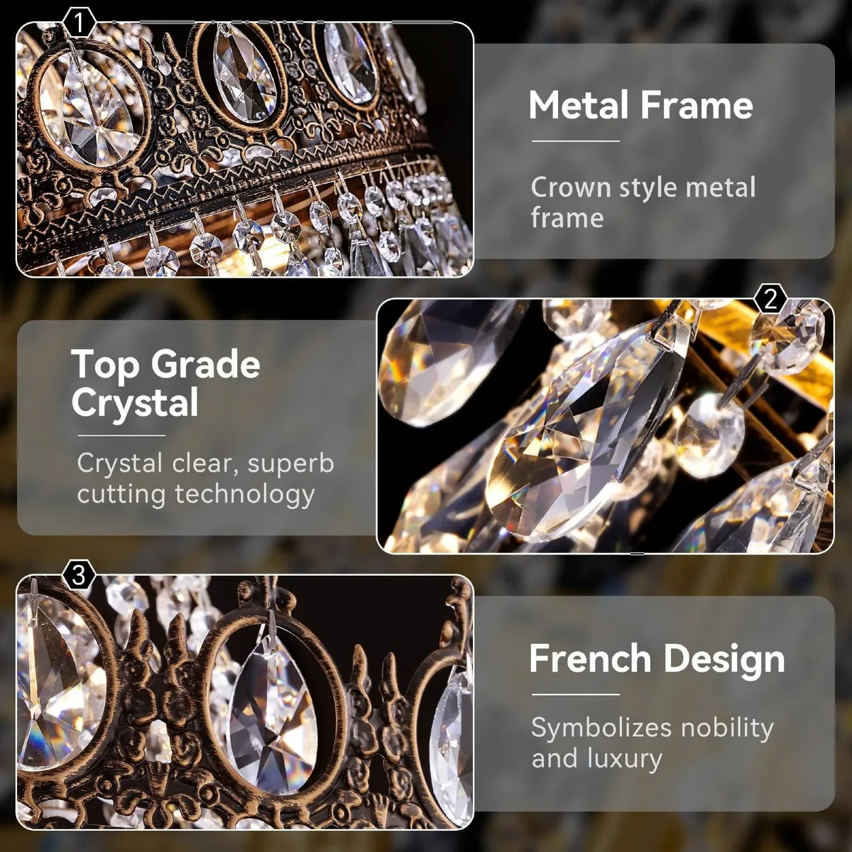 French Empire Crystal Chandelier 6-Light Farmhouse - Image 3