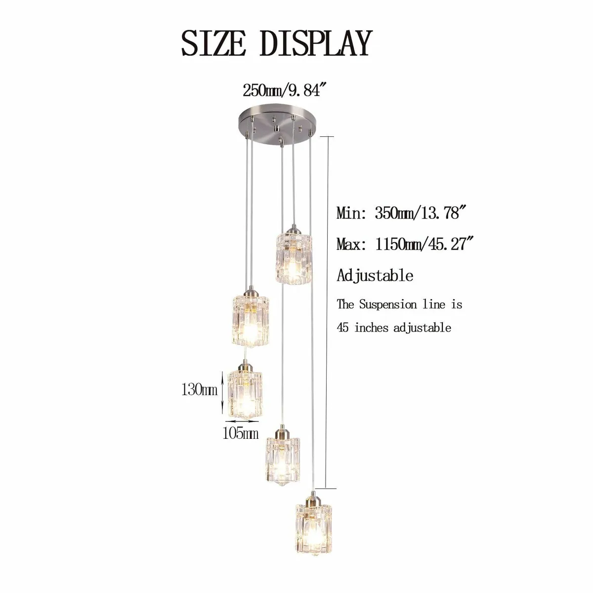 Long Chandeliers for High Ceilings Chrome 5 - Image 2