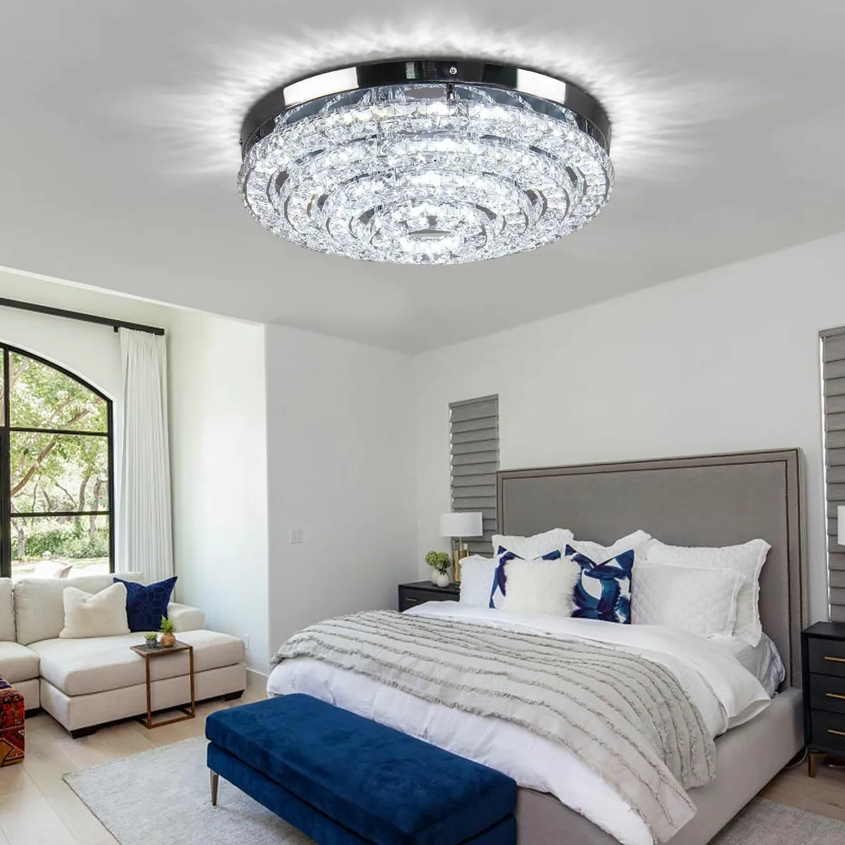 18 Crystal Chandelier Modern Flush Mount Ceiling - Image 4
