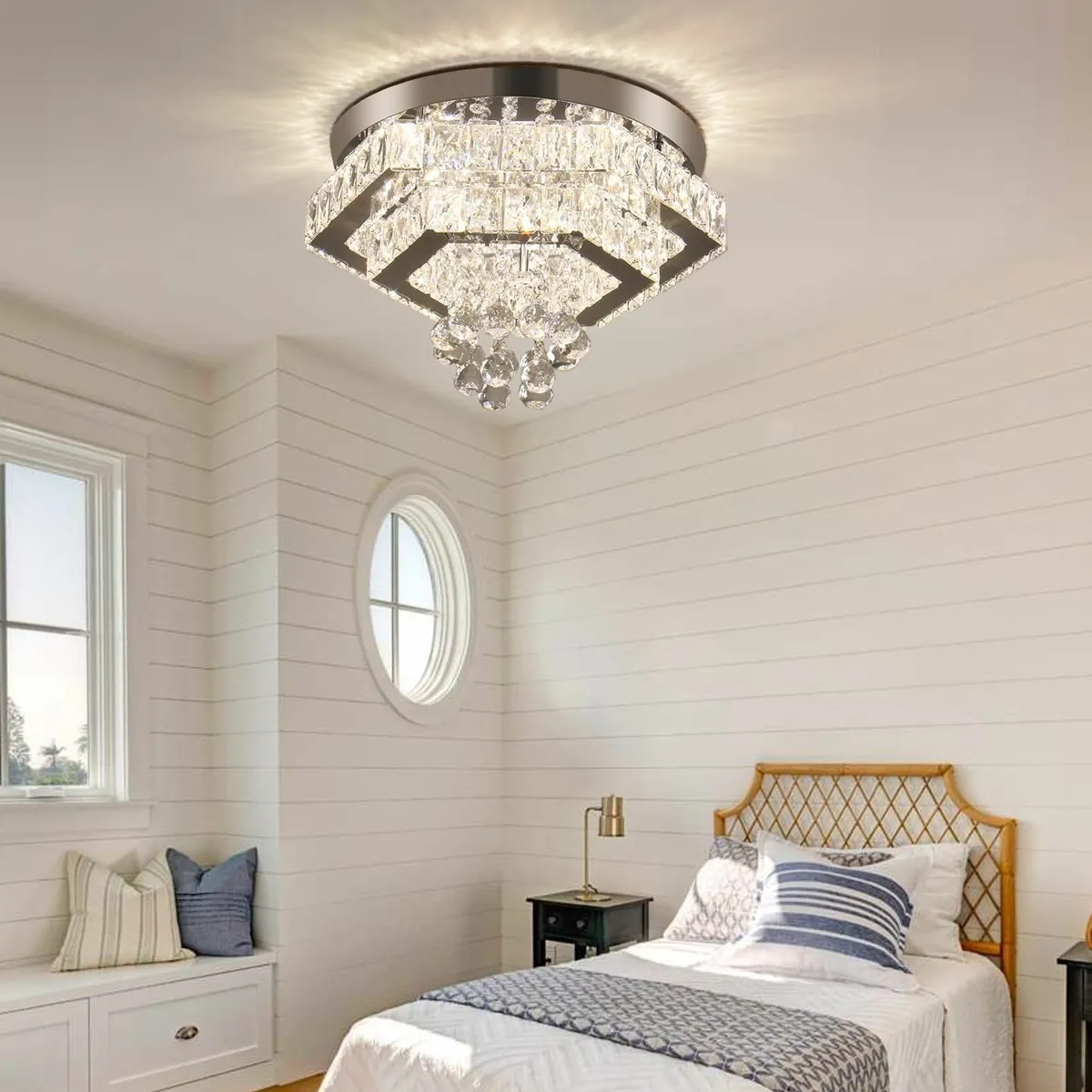 15.7 Square Crystal LED Flush Mount Ceiling - Image 2