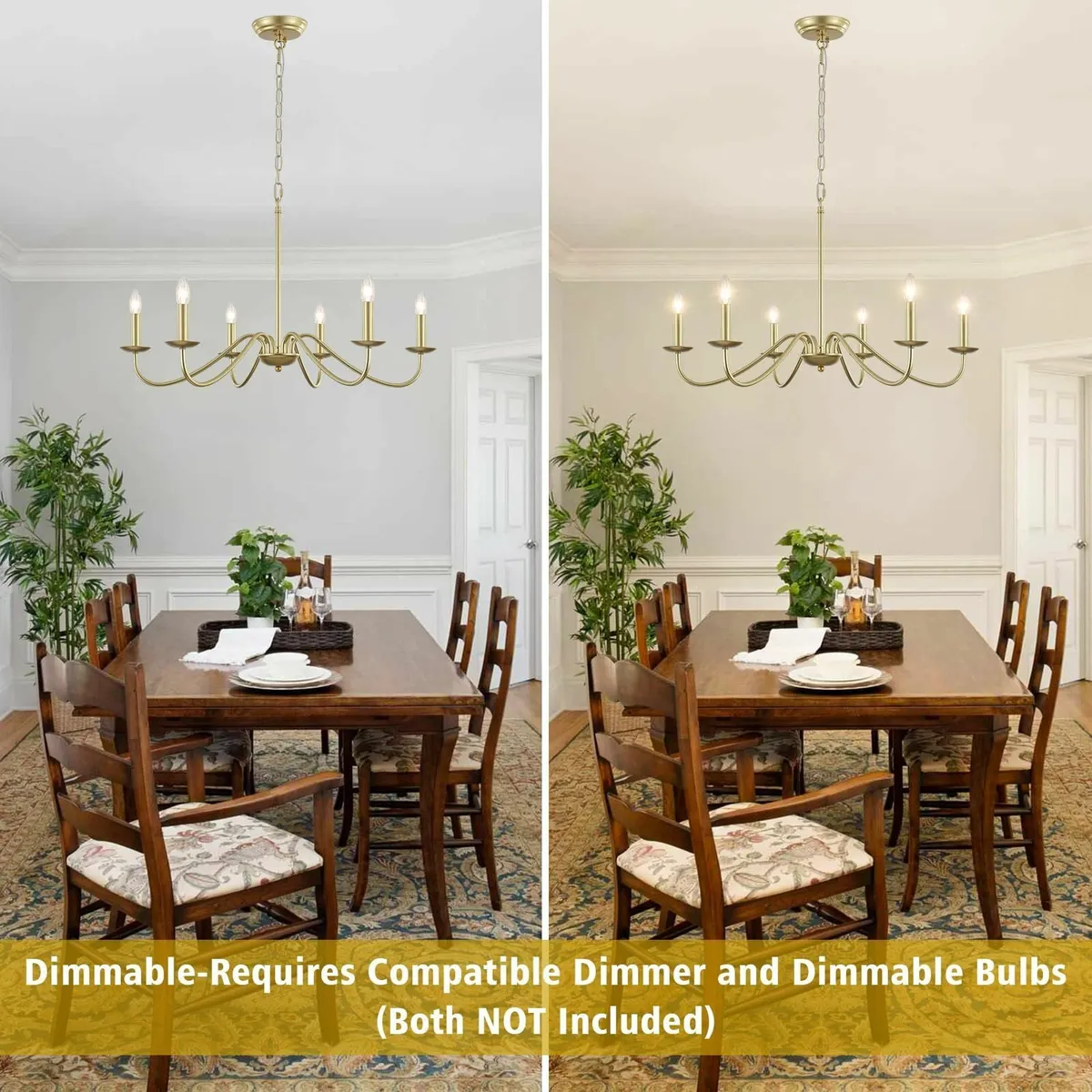 Gold Chandeliers Ceiling Light 6 Lights Vintage - Image 3