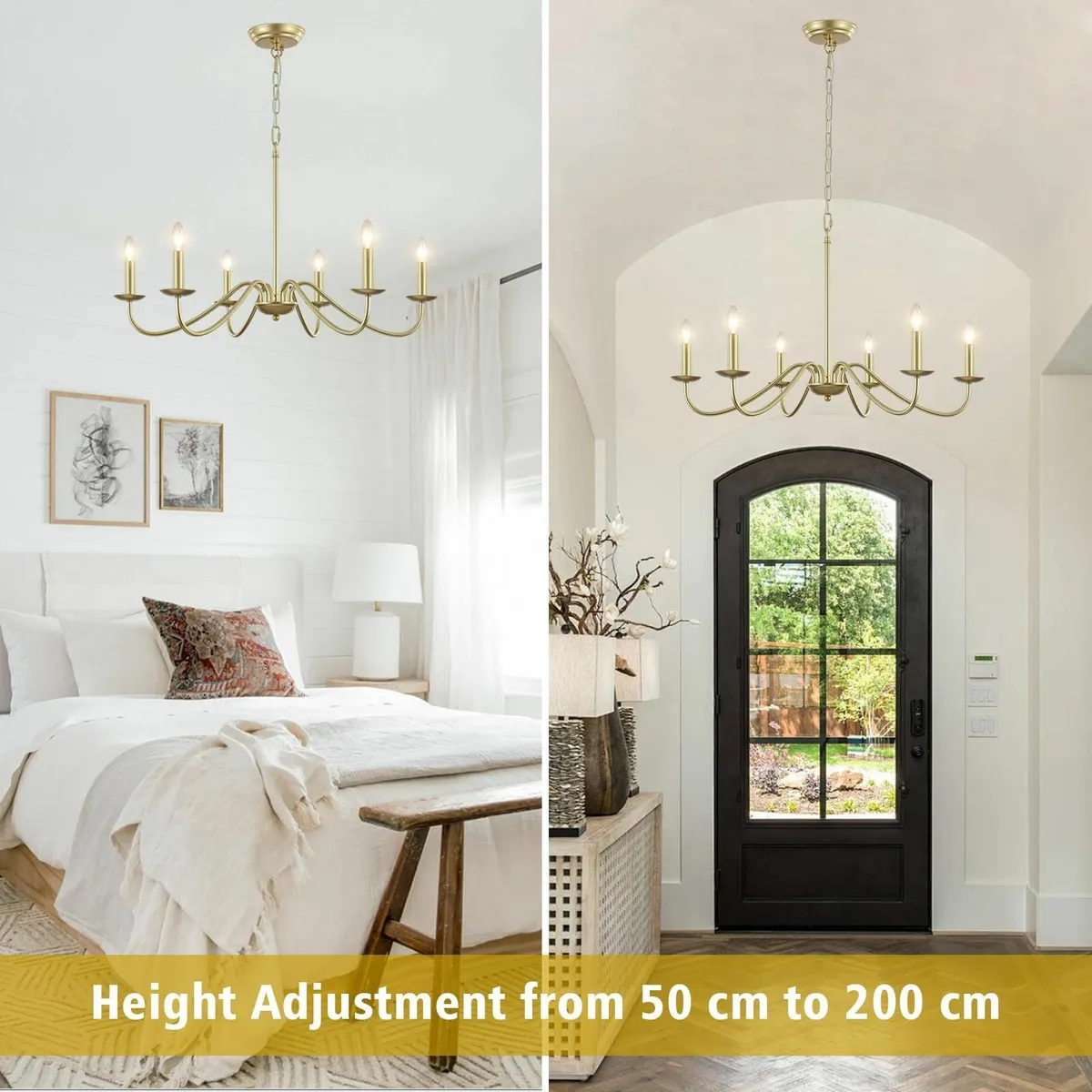 Gold Chandeliers Ceiling Light 6 Lights Vintage - Image 4