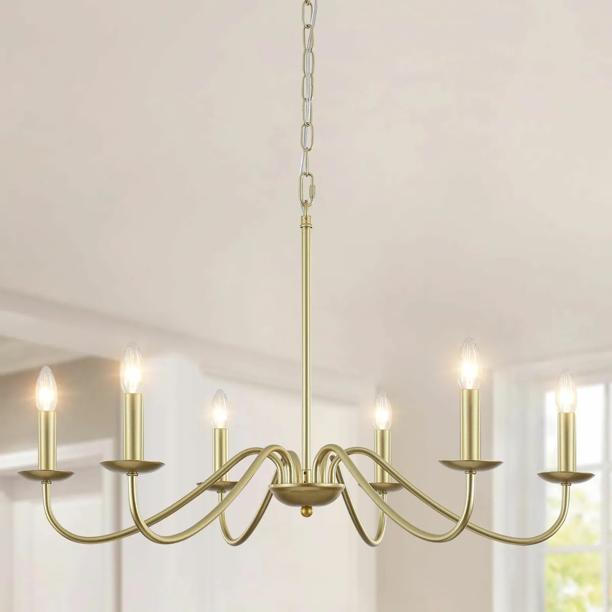 Gold Chandeliers Ceiling Light 6 Lights Vintage - Image 1