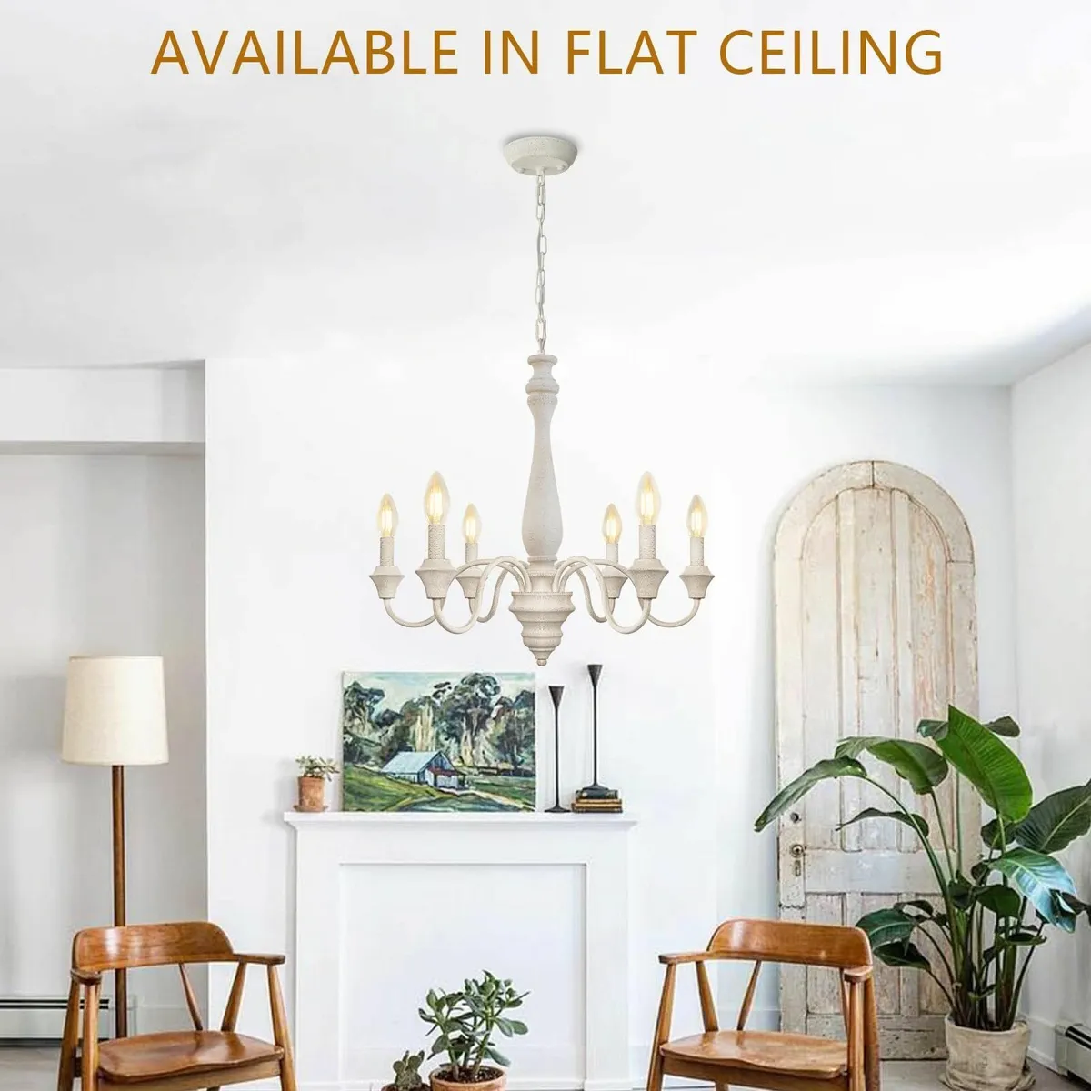 Retro White Chandelier 6 Lights Traditional - Image 4