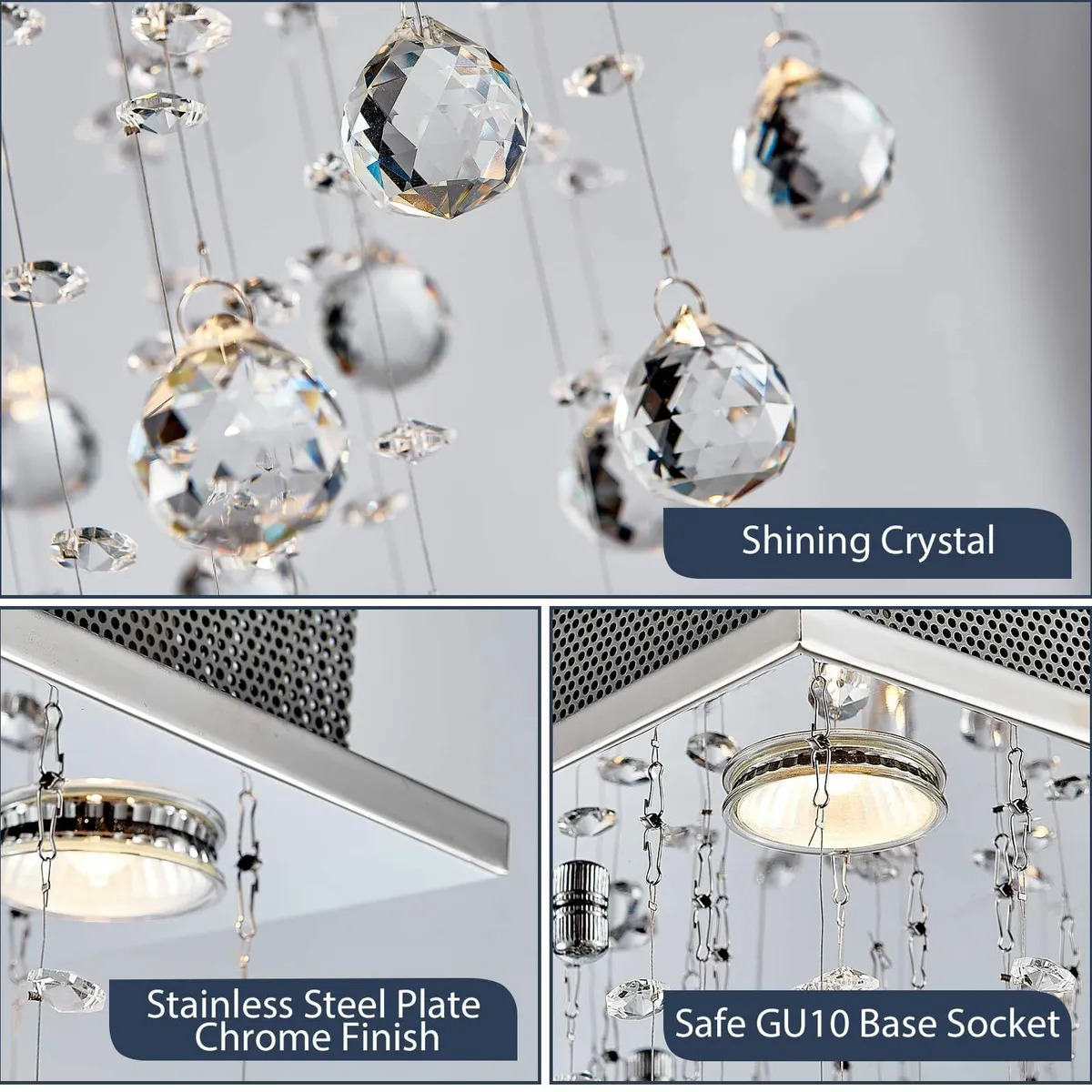 Modern Crystal Raindrop Chandelier Lighting Flush - Image 4