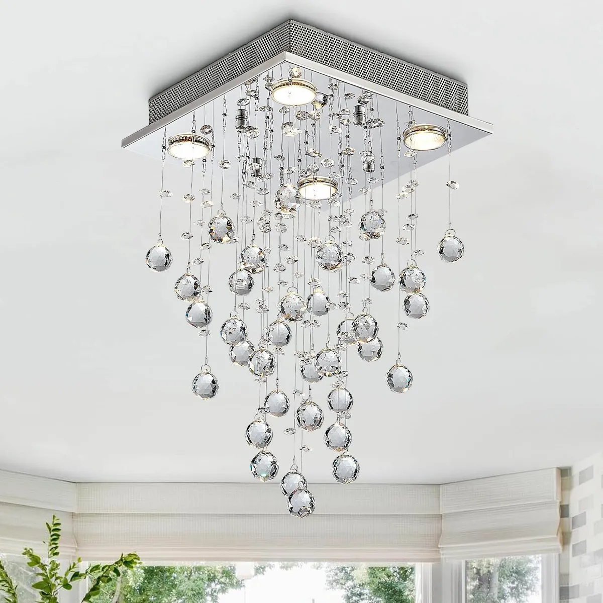 Modern Crystal Raindrop Chandelier Lighting Flush - Image 1