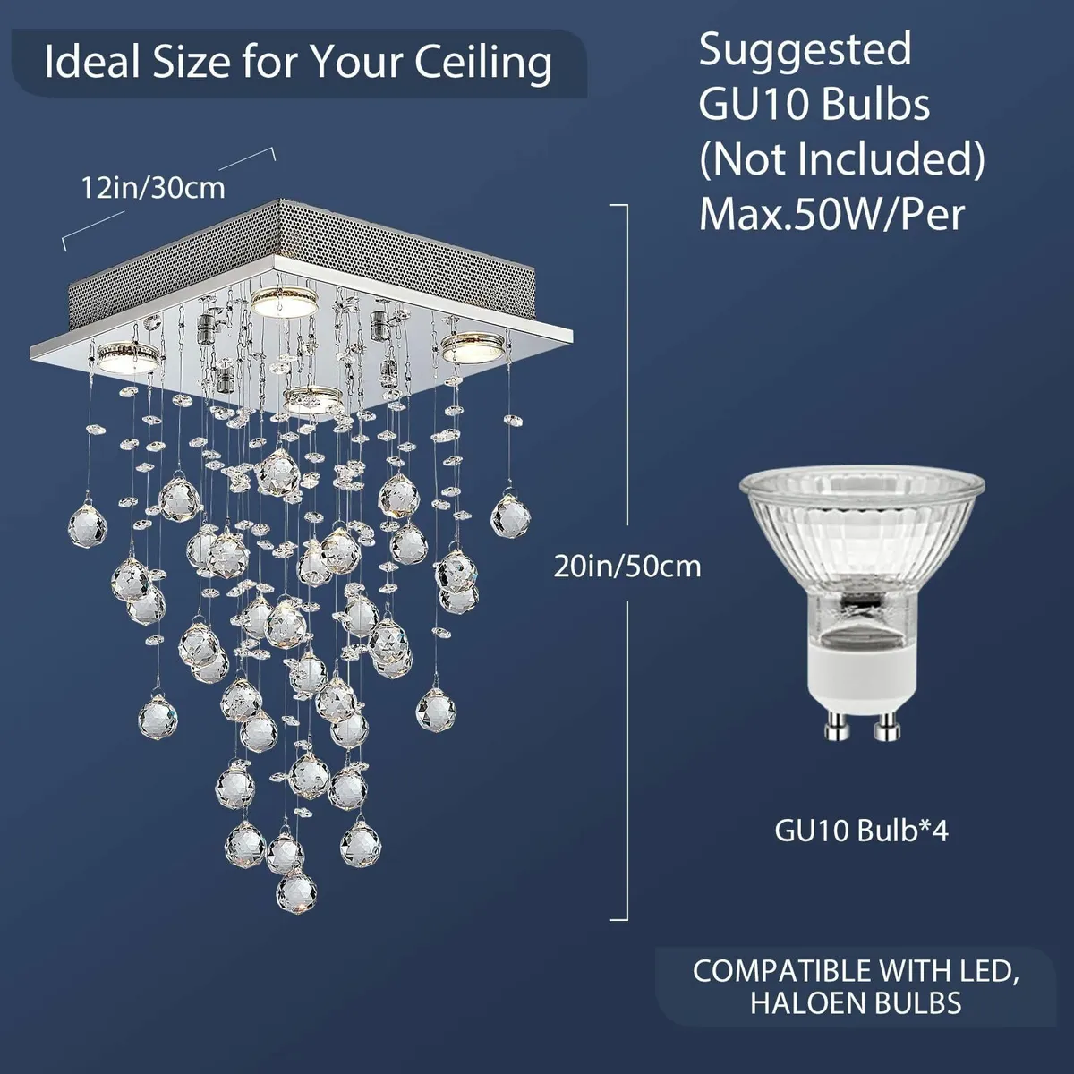 Modern Crystal Raindrop Chandelier Lighting Flush - Image 3