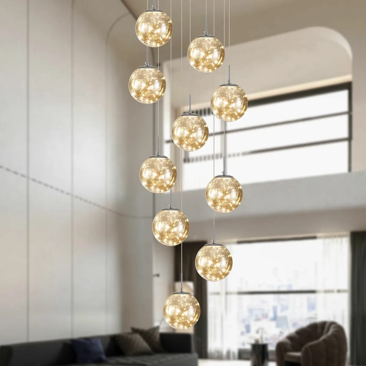 Staircase LED Chandelier Dimmable Long Chandeliers - Image 1
