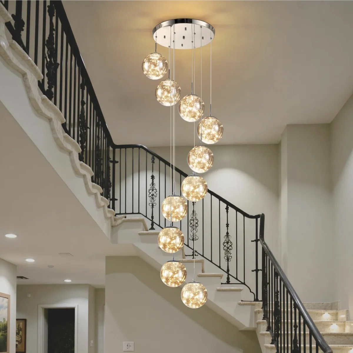 Staircase LED Chandelier Dimmable Long Chandeliers - Image 2