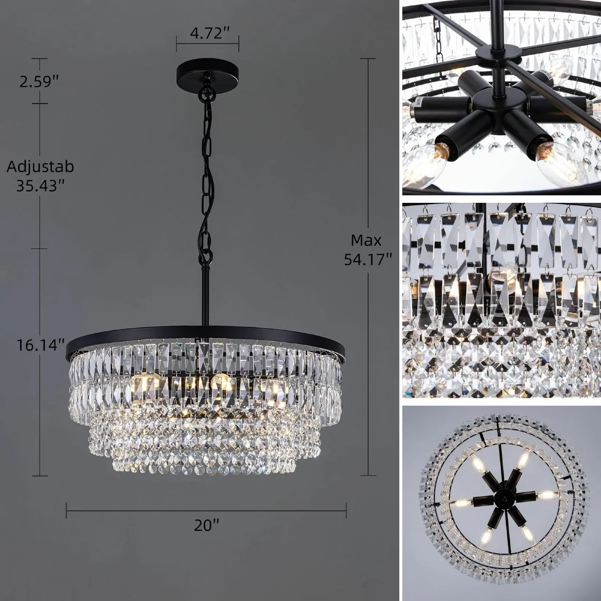 Crystal Chandelier 6-Light Modern Chandeliers for - Image 3