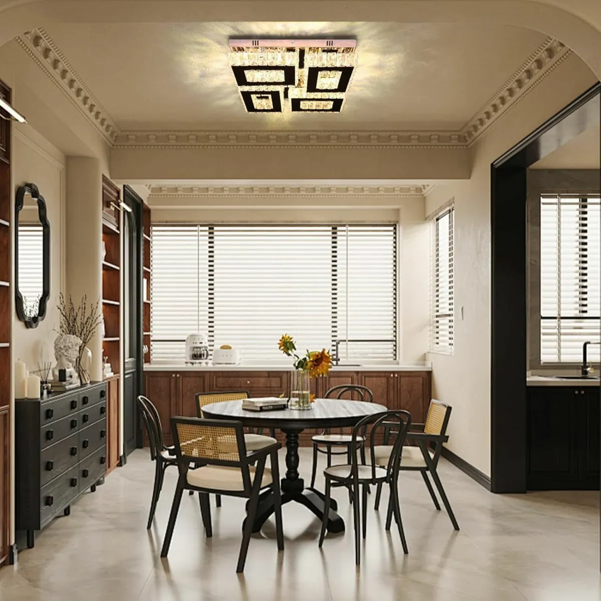 13.1''Square Crystal Chandelier Modern Ceiling - Image 2