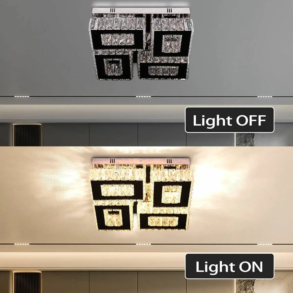 13.1''Square Crystal Chandelier Modern Ceiling - Image 4