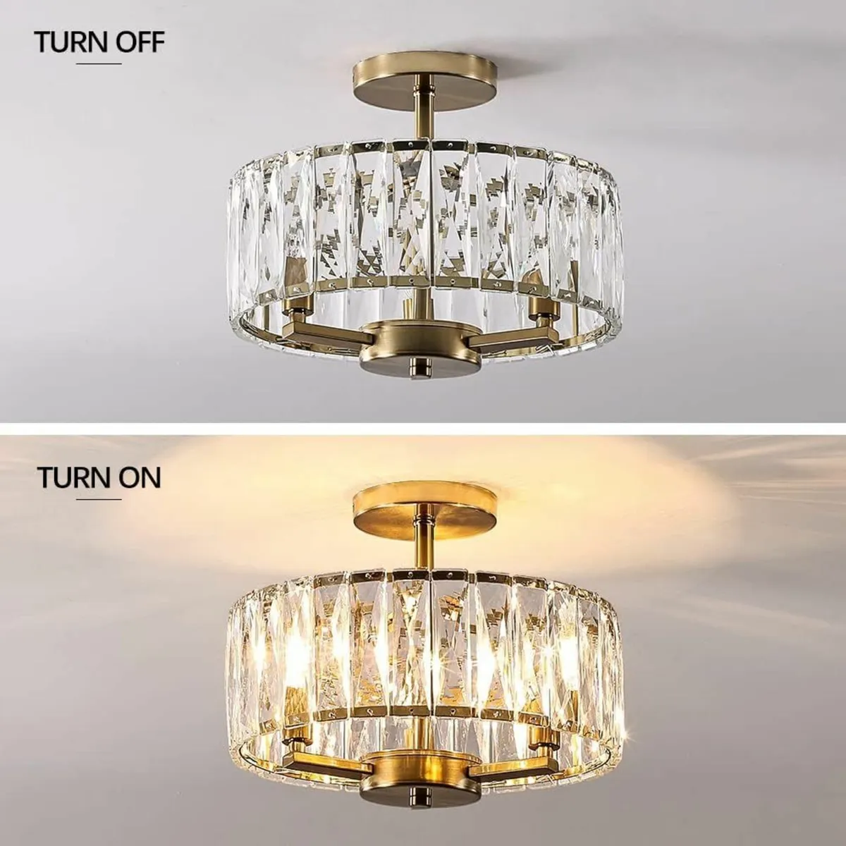 Modern Gold Crystal Chandelier Round Small Luxury - Image 2