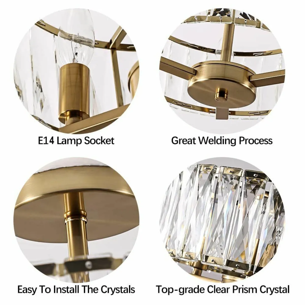 Modern Gold Crystal Chandelier Round Small Luxury - Image 3