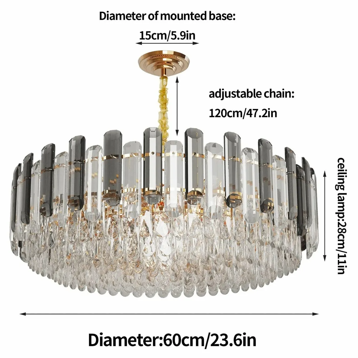 Modern Luxury Round Crystal Chandelier: 60cm 5 - Image 3